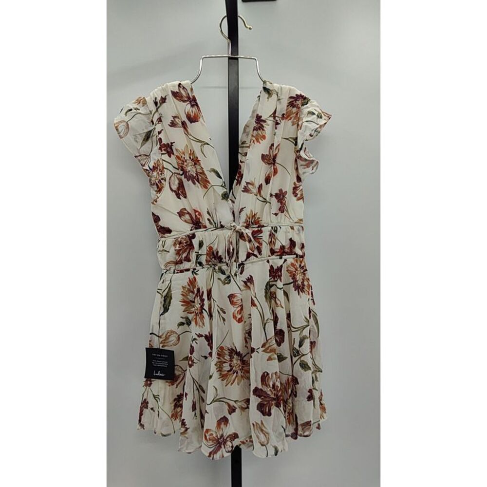 Lulu's Cream Floral Print Short Jumpsuit